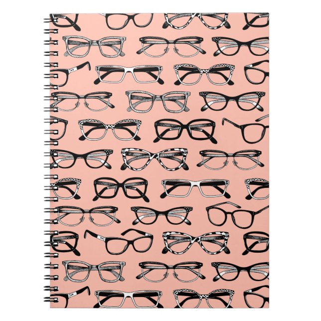Pale Pink Glasses, Eyeglasses, Eyewear Notebook (Front)