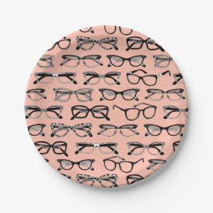 Pale Pink Glasses, Eyeglasses, Eyewear Paper Plate