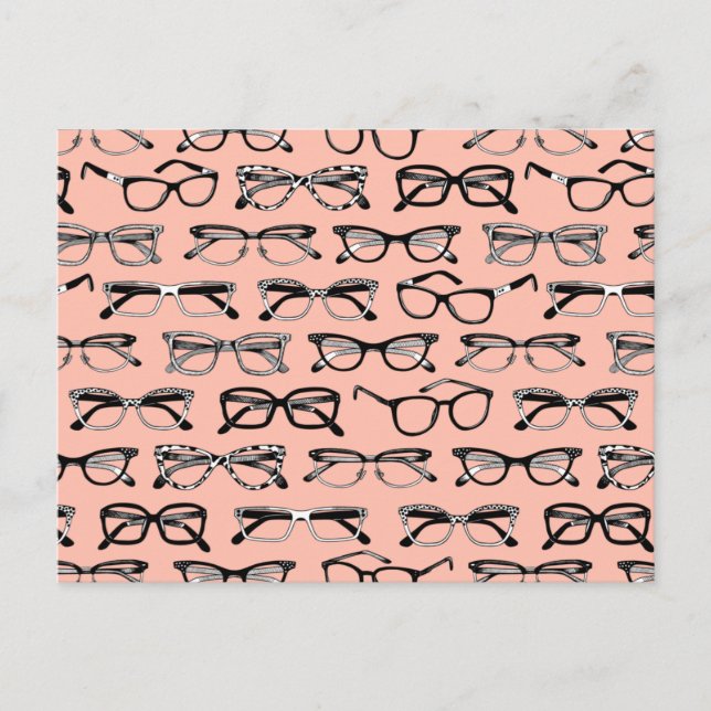 Pale Pink Glasses, Eyeglasses, Eyewear Postcard (Front)