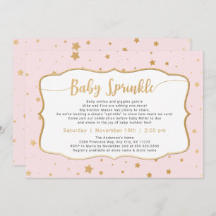 Pale Pink Gold Stars Baby Sprinkle Invitation