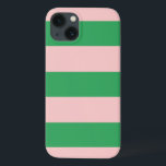 Pale Pink & Green Stripes iPhone 13 Case<br><div class="desc">We hope you ♥︎ this adorable preppy design; it is handmade, and it features a striped pattern, in the colours of Navy Blue & Red. A stripe is a line or band that differs in colour or tone from an adjacent area. Stripes are a group of such lines. As a...</div>