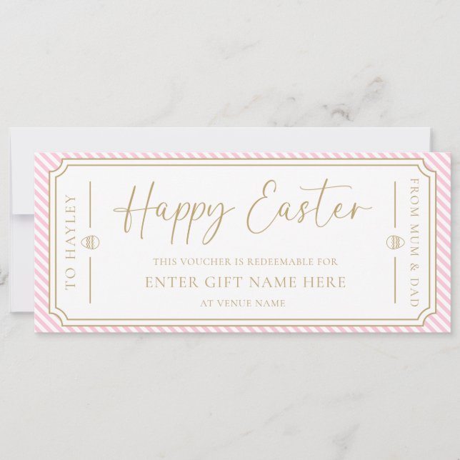 Pale Pink Happy Easter Gift Voucher Card (Front)