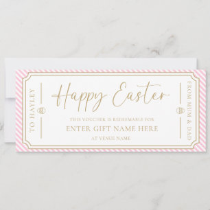 Pale Pink Happy Easter Gift Voucher Card