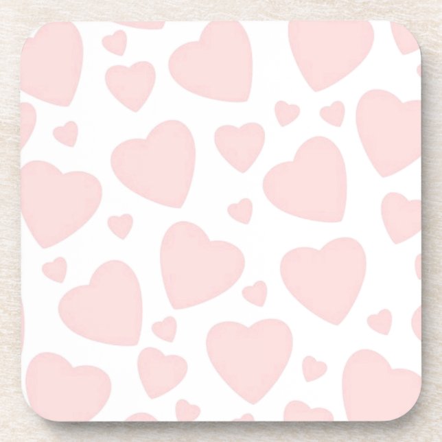Pale Pink Hearts Coaster (Front)