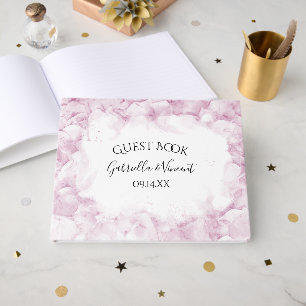 Pale Pink Hydrangea Flowers Watercolor Wedding Guest Book