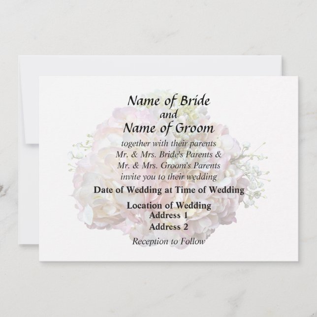  Pale Pink Hydrangea Wedding Supplies Invitation (Front)