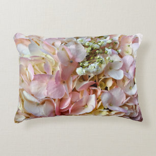 Pale Pink Hydrangea With Baby Breath Accent Pillow