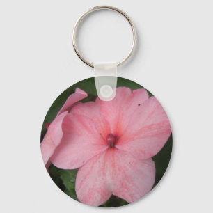Pale Pink Impatiens Flower Keychain