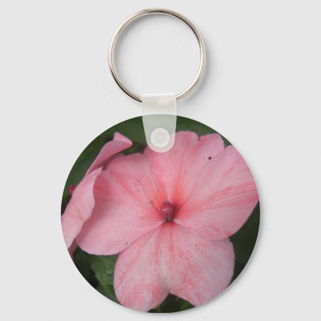 Pale Pink Impatiens Flower Keychain (Front)