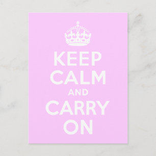 Pale Pink Keep Calm and Carry On Postcard
