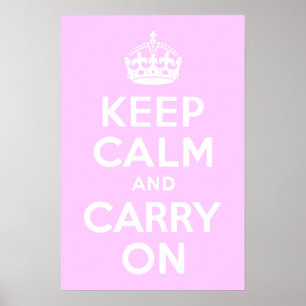 Pale Pink Keep Calm and Carry On Poster