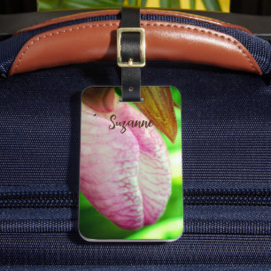 Pale Pink Lady Slipper Orchid Flower Personalized Luggage Tag