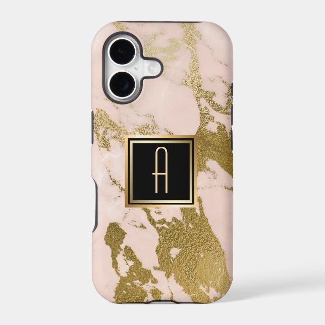 Pale Pink Marble Gold Monogram (Back)