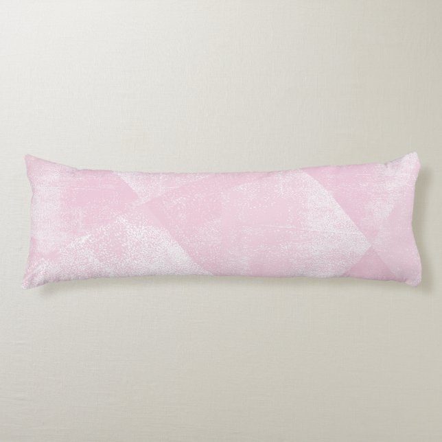 Pale Pink Minimal Geometric Ink Texture Body Pillow (Front)