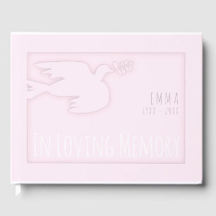 Pale Pink Modern Dove Baby Celebration Guest Book