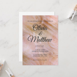 Pale Pink Modern Tulle Floral Wedding Invite