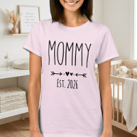Pale Pink Mommy Est Year Tall Lettering Design