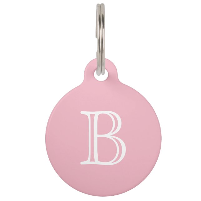 Pale Pink Monogram Initial Pet Tag (Front)