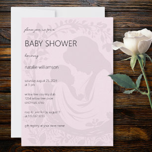 Pale Pink Mother & Child Silhouette Baby Shower Invitation