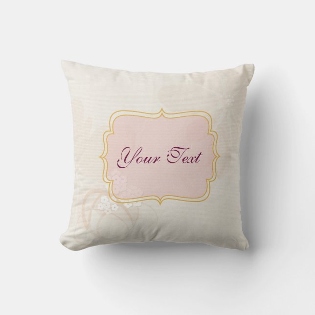 Pale Pink Name Tag Throw Pillow (Front)