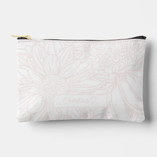 Pale Pink on White Chrysanthemums with Photo Accessory Pouch