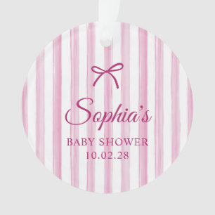 Pale Pink Painted Stripes Baby Shower Photo Ornament