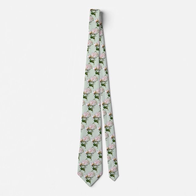 Pale Pink Peony and Bud Tie (Front)