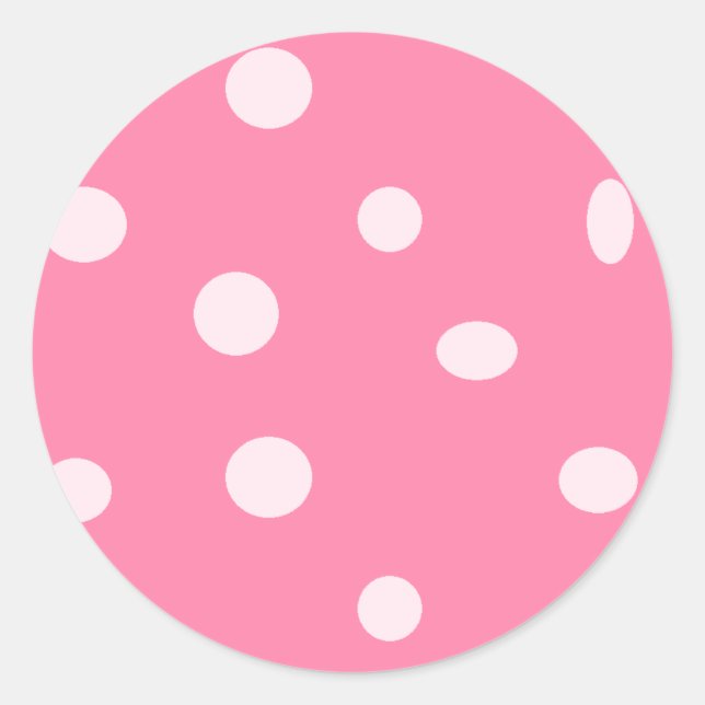 Pale pink polka dots on pink classic round sticker (Front)