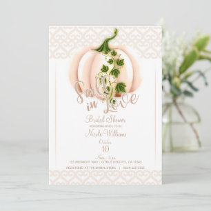 Pale Pink Pumpkin FALL IN LOVE Bridal Shower Invitation