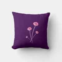 Pale Pink Purple Gerbera Flower Bouquet Cushion