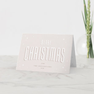 Pale Pink Retro Stars Merry Christmas Photo Holiday Card