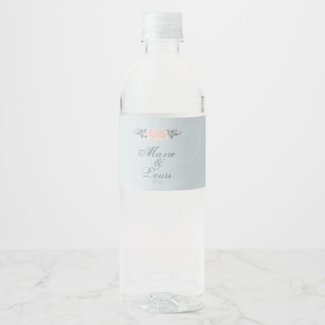 Pale Pink Romantic Rose Water Bottle Label (Front)
