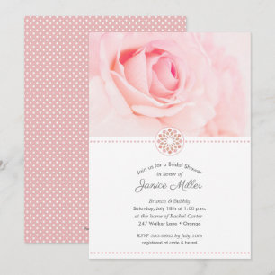 Pale Pink Rose Floral Bridal Shower Invitations