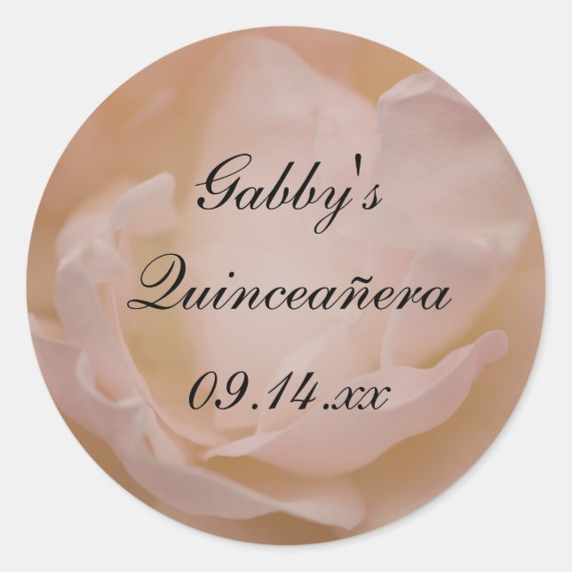 Pale Pink Rose Floral Quinceañera Favour Tag (Front)