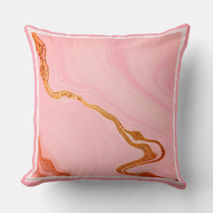Pale Pink Rose Petal Blends Faux Marble Throw Pillow