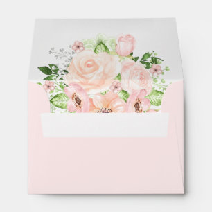 Pale Pink Roses and Buds Wedding  Envelope