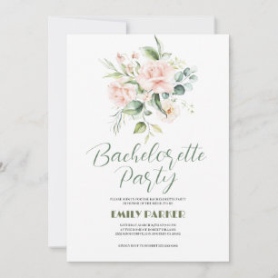 Pale Pink Roses Bouquet Bachelorette Invite 