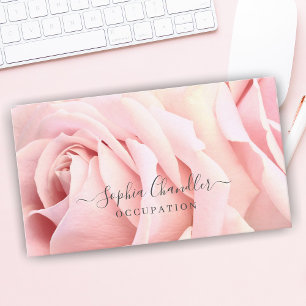 Pale Pink Roses, Dark Grey Text, Classy Business Card