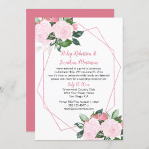 Pale Pink Roses Geometric Reception Only Invitation