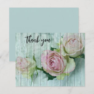 Pale Pink Roses, Shabby Chic, Thank You Note Card