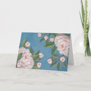Pale Pink Roses with Navy Blue Background  Card