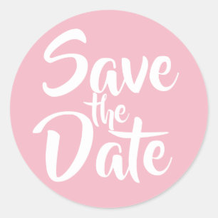 Pale Pink Save the Date Classic Round Sticker