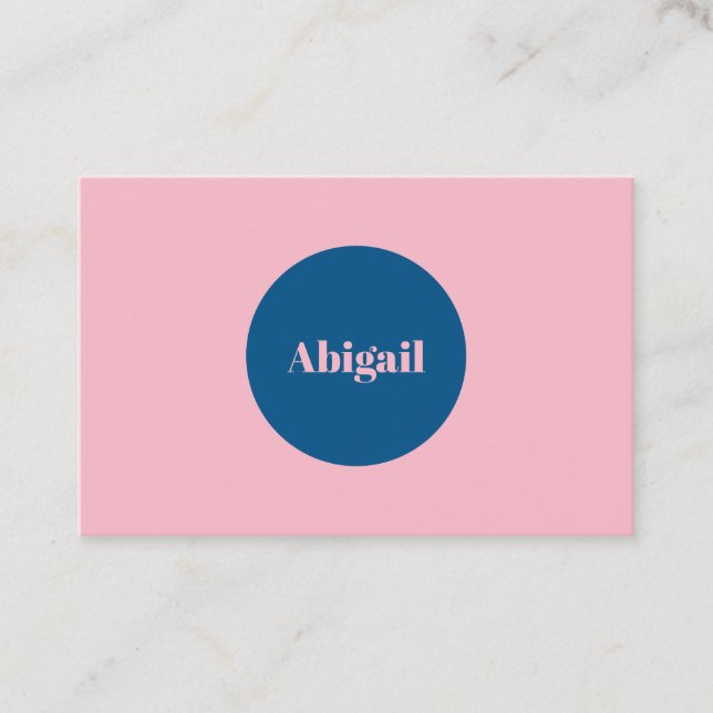 Pale Pink Snorkel Blue Modern Ovale Business Card (Front)