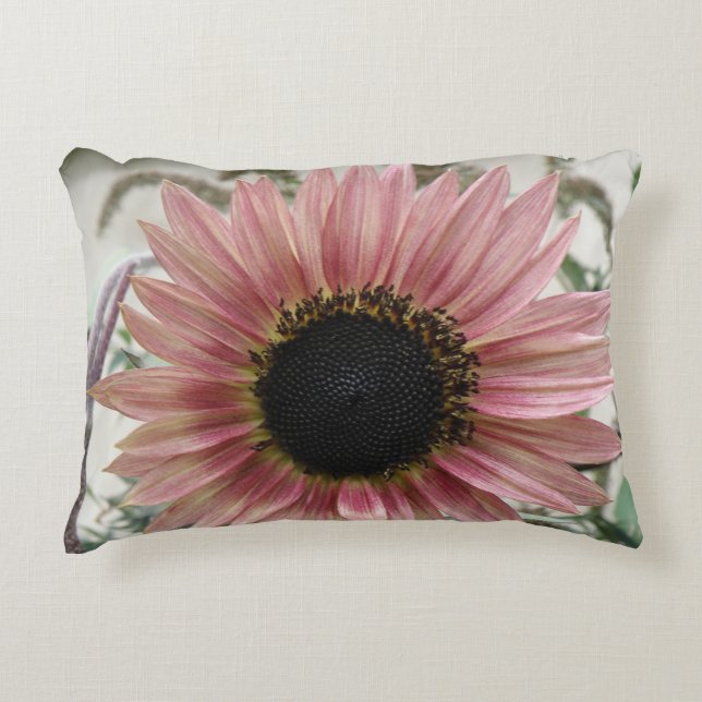 Pale Pink Sunflower Accent Pillow (Front)