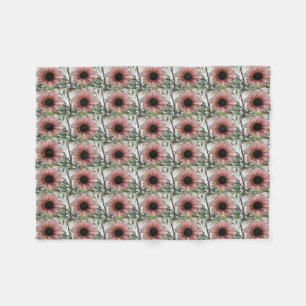 Pale Pink Sunflower Fleece Blanket