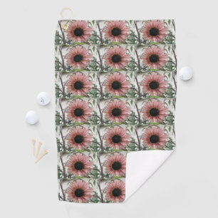 Pale Pink Sunflower Golf Towel