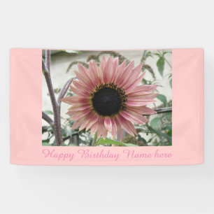 Pale Pink Sunflower Personalized Birthday Banner