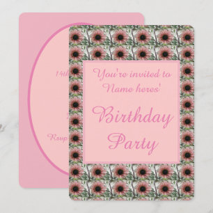 Pale Pink Sunflower Personalized Birthday Party Invitation