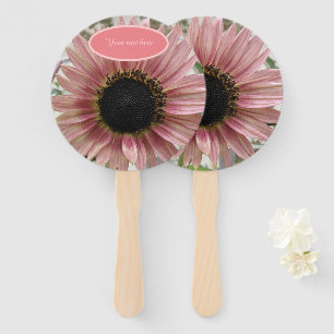 Pale Pink Sunflower Personalized Hand Fan