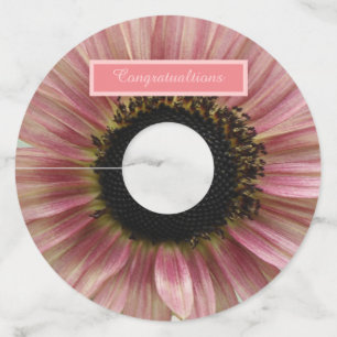 Pale Pink Sunflower Personalized Wine Glass Tag